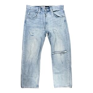 Levis SilverTab Straight Leg Distressed Light Wash Jeans Mens 34x30‎ Blue Denim